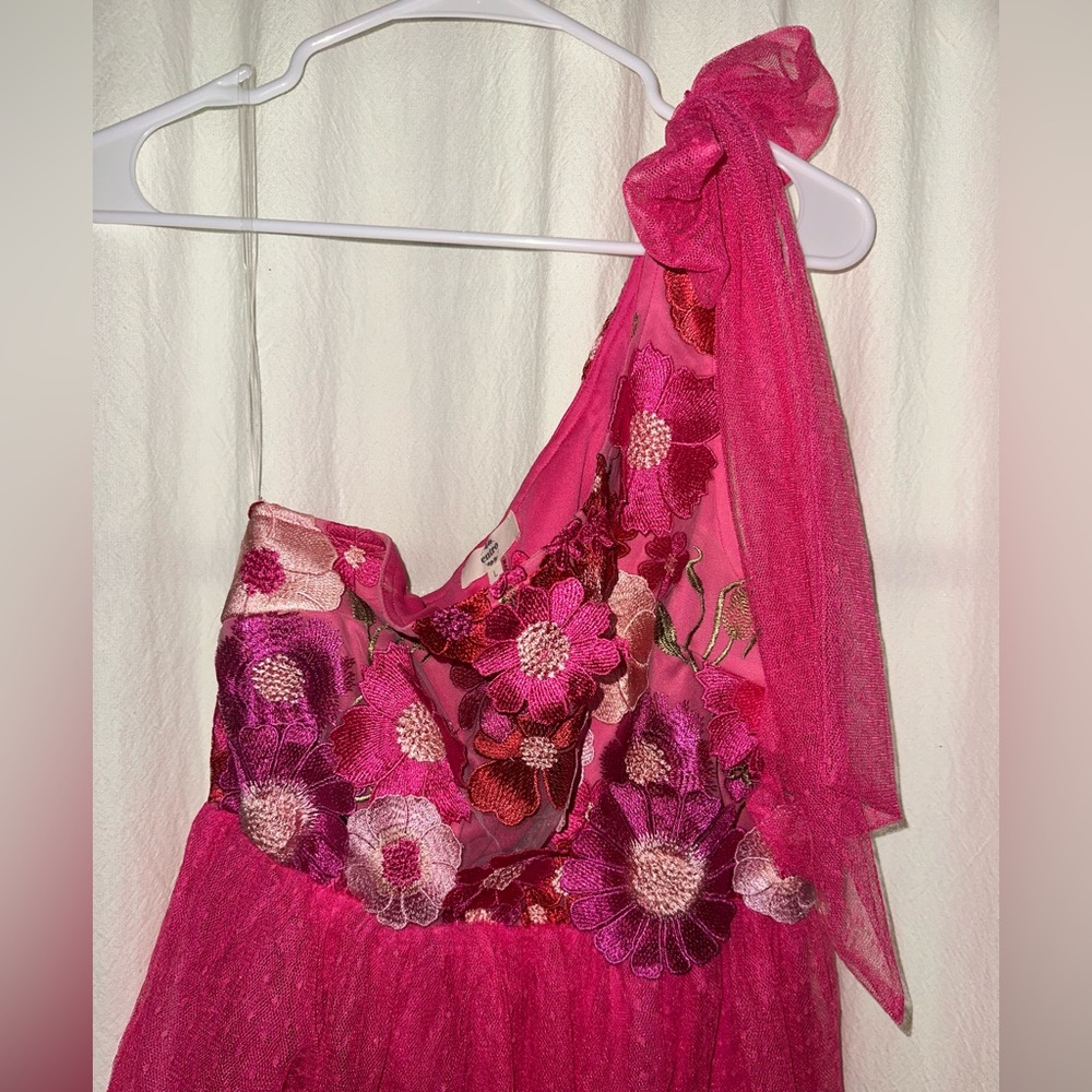 Entro Pink Ruffle Flower Tulle Midi Dress - Picture 5 of 16